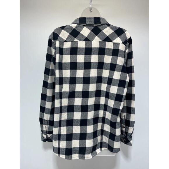 Natural Reflections Womens XL Plaid Flannel Shirt White Buffalo Check Boyfriend - Picture 4 of 7